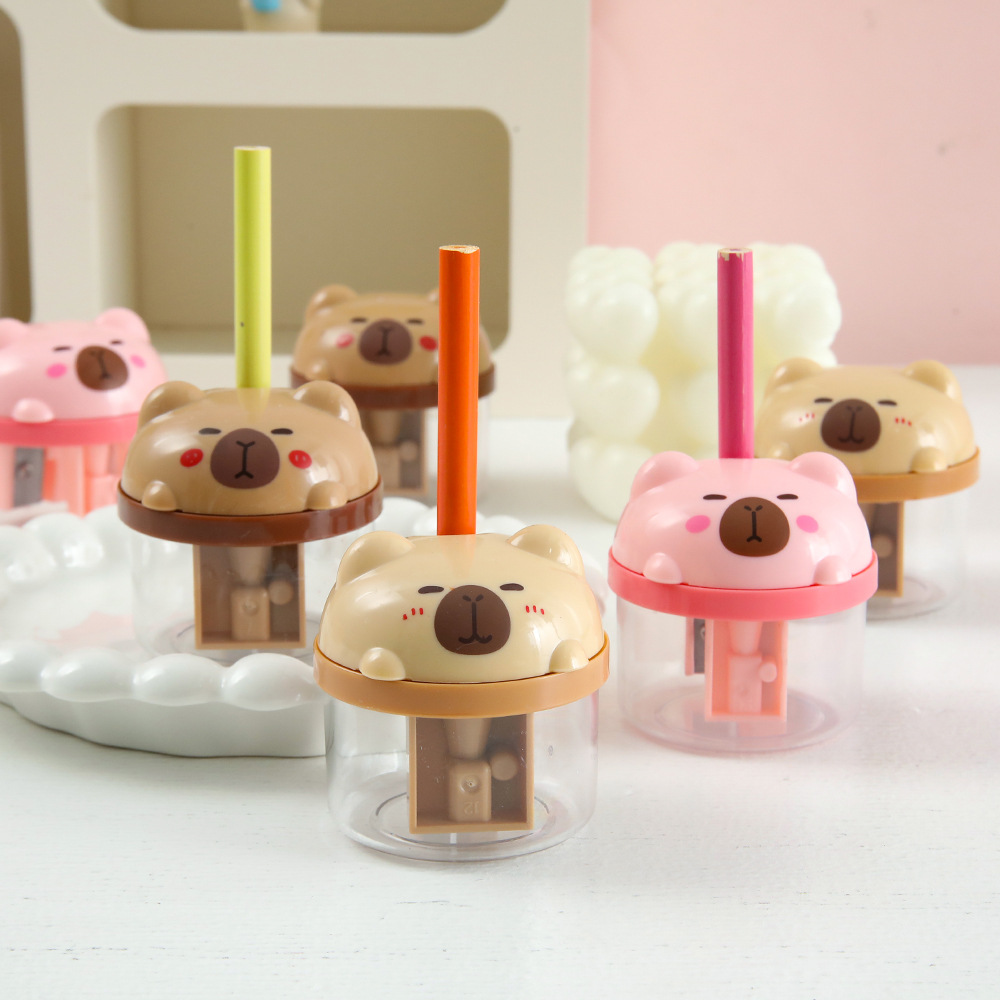 Capiba afilador de lápiz manual de doble agujero afilador de lápiz lindo delfin de agua afilador de lápiz para estudiantes artículos de papelería