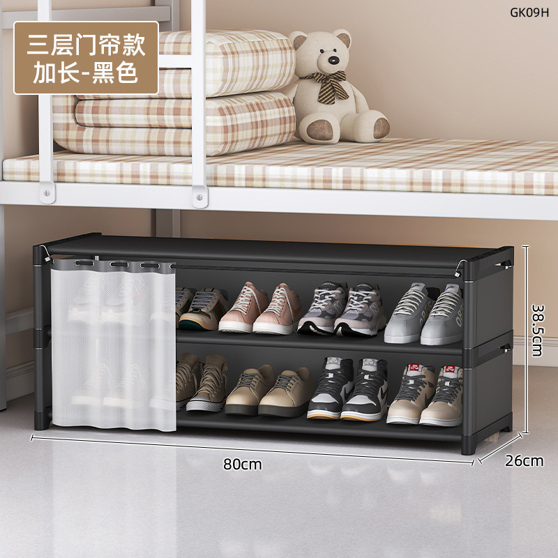 puerta de hendidura estante de zapatos doméstico armario pequeño área simple estante de zapatos a prueba de polvo dormitorio de la escuela estante de zapatos debajo de la cama