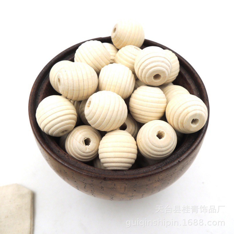 DIY饰品配件木珠螺旋纹本色原木螺纹细纹珠子木珠散珠可做其他规