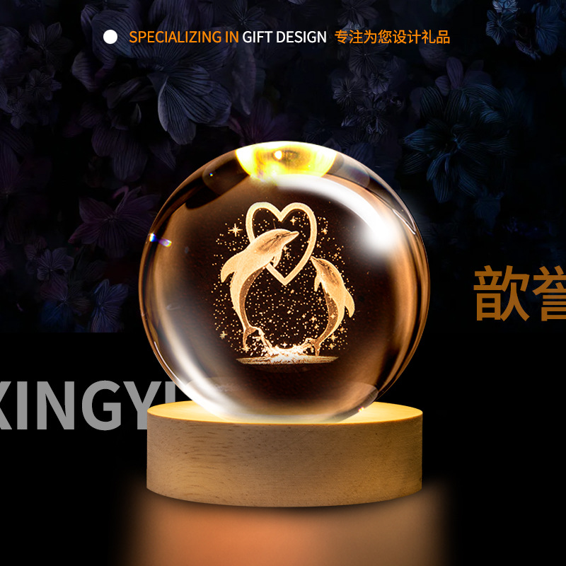 Luminosa galaxia cristal bola noche luz galaxia cristal artesanía 3D láser interior talla Regalo de Cumpleaños decoración creativa