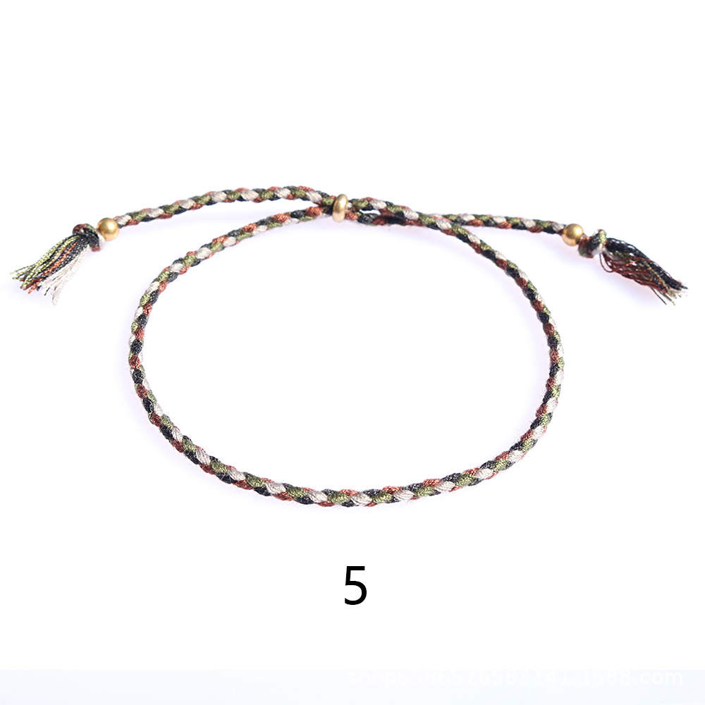 Amazon popular colorido cuerda de algodón amistad pulsera perlas de cobre borla pulsera tejida a mano ajustable hombres y mujeres pulsera