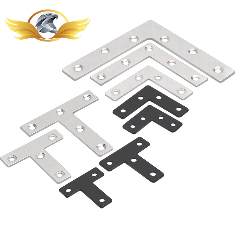 Stainless Steel Angle Bracket Reinforcement 90-Degree Right Angle Fixing Block Connector Furniture Iron Plate L-Shaped T-Shaped Triangle Iron Frame Support