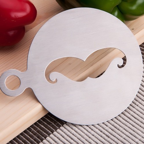 En stock 6 piezas creativo de acero inoxidable café guirnalda molde portátil café leche burbuja spray flor impresión plantilla