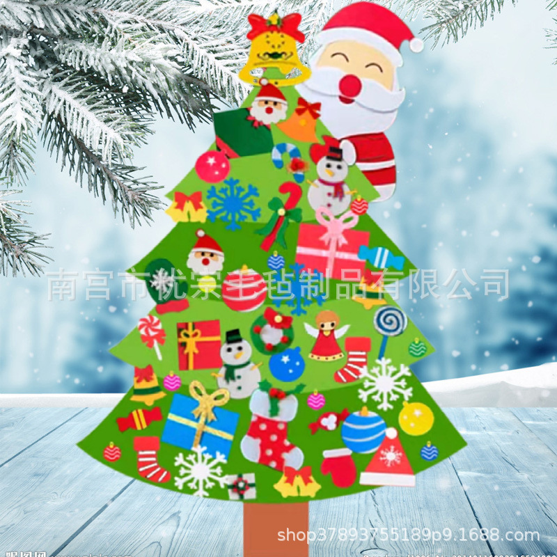 En stock árbol de navidad de fieltro transfronterizo árbol de navidad tridimensional diy empalme árbol de navidad nuevas decoraciones de navidad