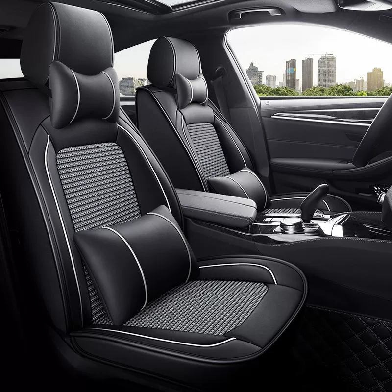Один покупатель, второй пилот, один сиденье, три сиденья, окруженные чехлы для сидений, четыре сезона универсальная кожаная ледяная шелковая автомобильная подушка