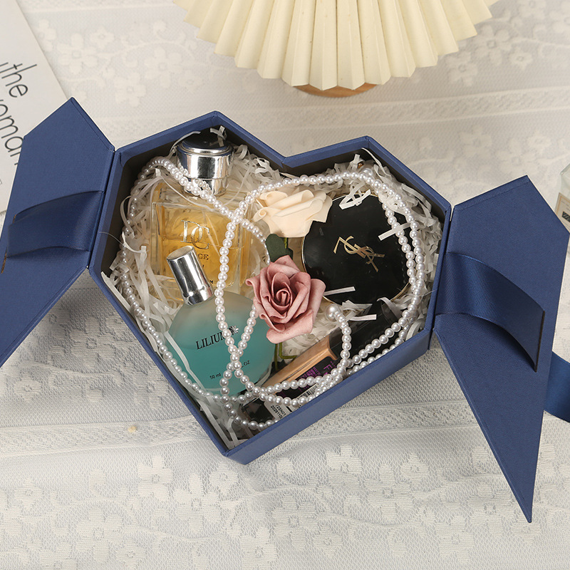 Caja de regalo de amor de doble puerta de Tanabata Caja de regalo de recuerdo del día de San Valentín Caja vacía de embalaje de bragas en forma de corazón rosa de cumpleaños image 3