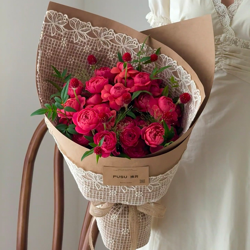 蕾丝刺绣镂空布艺 精致花店包花网纱布包花纸diy材料花店批发|undefined