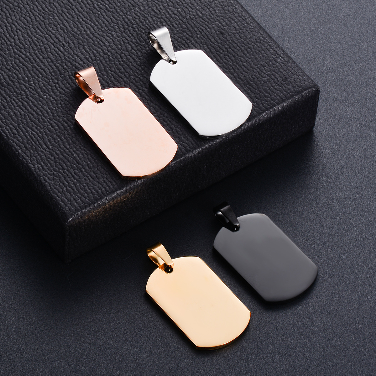 Plating Craft 5 PCS/Package 304 Stainless Steel Customization Laser Engraving Solid Color Pendant DIY Jewelry Accessories