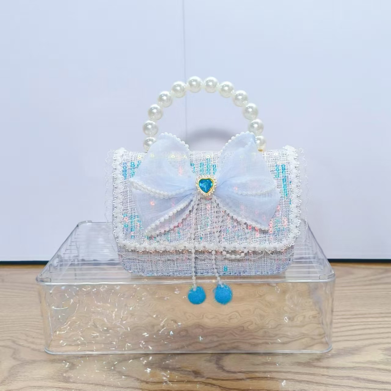 Bolso de arco princesa bolso de perlas bolso de mano cadena bolso de niños pequeño viento fragante bolso de hombro para chicas regalos