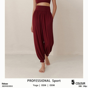 2025 Spring New Yoga Trousers Women's Loose Leg Bloomers Breathable Pilates Dance Fitness Sports Pants