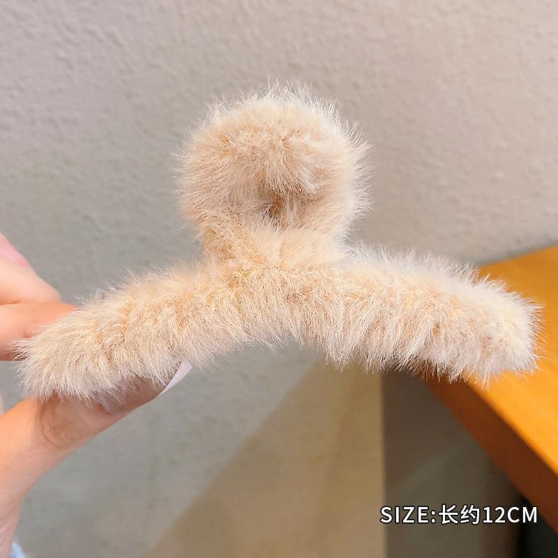 Clip de pelo de peluche cuchara trasera clip de pelo grande clip de otoño e invierno nuevo clip de pelo clip de tiburón clip tocado para las mujeres