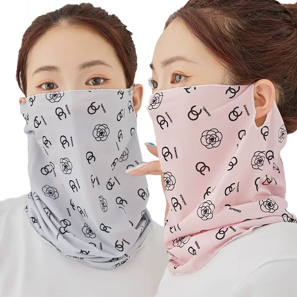 Spring and summer women's sun protection UV protection Scarf mask outdoor riding breathable ice silk neck protection face towel veil for men and women