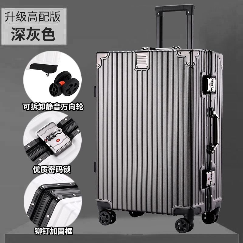 Nuevo marco de aluminio de gran capacidad caja de la carretilla rueda universal de alto aspecto maleta de viaje 24 pulgadas Contraseña de bloqueo de embarque caso