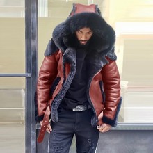 Popular Imitation fur coat北欧冬季跨境pu皮毛连帽大衣男装外套