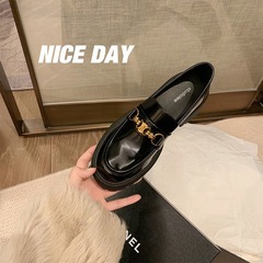 羊皮版~凯旋门厚底乐福鞋女英伦风黑色小皮鞋复古JK鞋子真皮单鞋