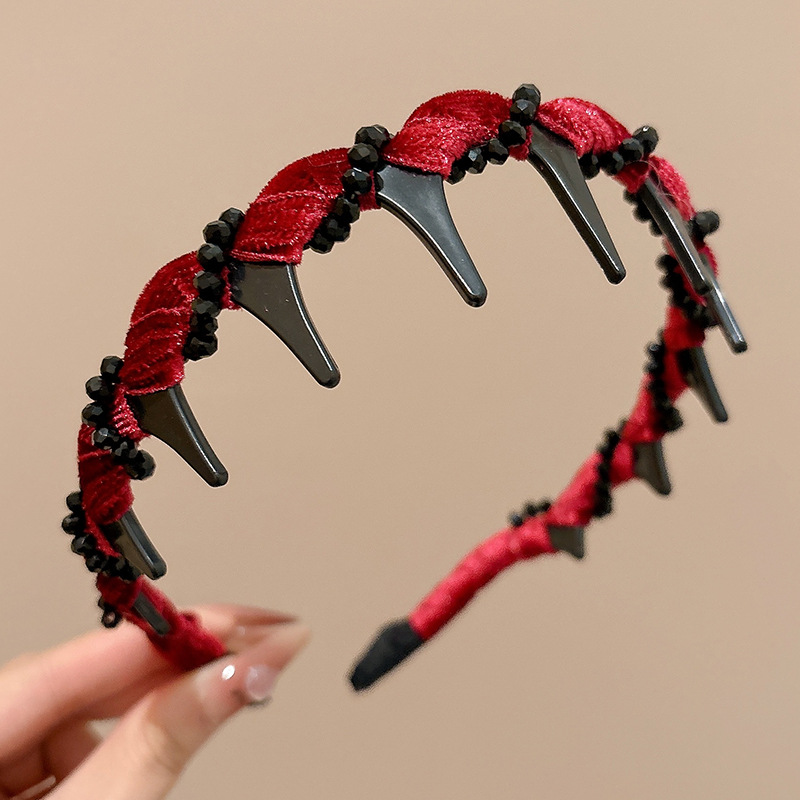 Diámetro flash Louis princesa de París, banda de cabello para la mujer no estrangulada, banda de cabello para lavar la cara, cabeza de cabeza alta con dientes antideslizantes, toque de cabello para el cabello