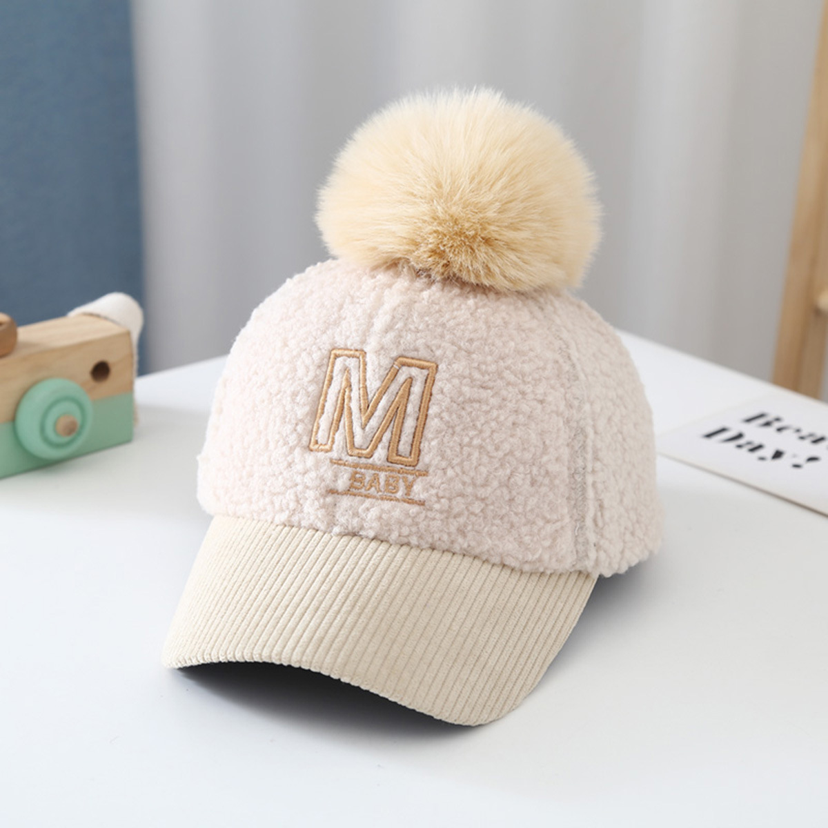 Korean Children's Embroidery Letters Teddy Wool Baseball Cap Wholesale Nihaojewelry display picture 2