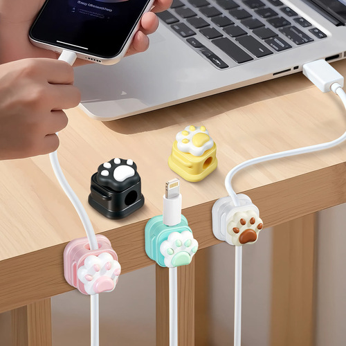 Cute Cat Claw Fun Thread Organizer Desk Cable Data Line Magnetic Holder Phone Charger Cable Clip Card Holder