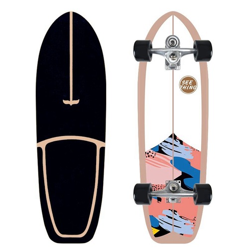 32-inch Land Surfboard C7 Spring Steering Bridge No-Pedal Beginner Ski Simulation Training Board for Street Riding and Commuting