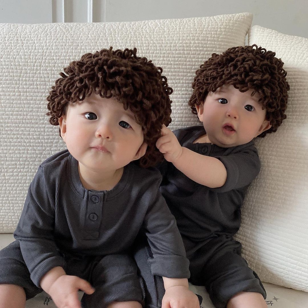 Baby hat Autumn/Winter Instagram cute warm baby wig hat for children_voghion.com