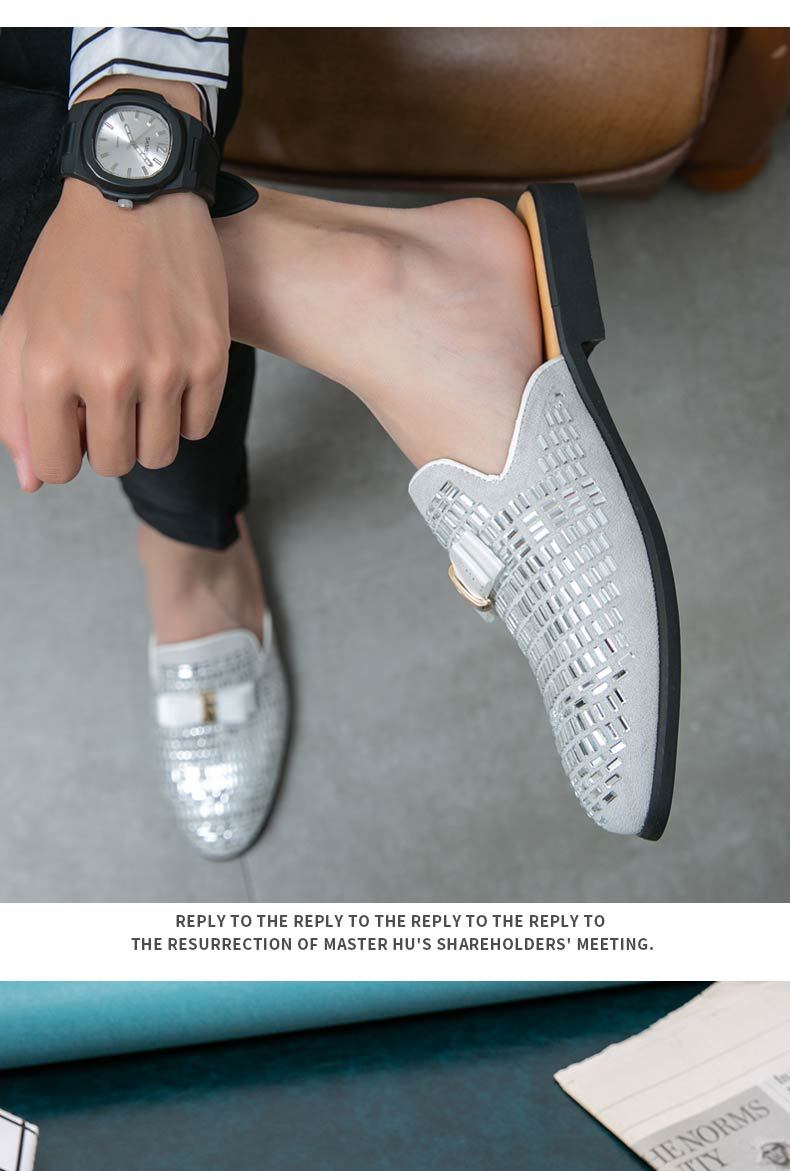 Grenzüberschreitende Sommer-Männer, große Mode, Strass-Baotou-Hausschuhe, britische Persönlichkeit, atmungsaktive Aufkleber, Diamant-Absatzlose Lederschuhe für Männer_voghion.com