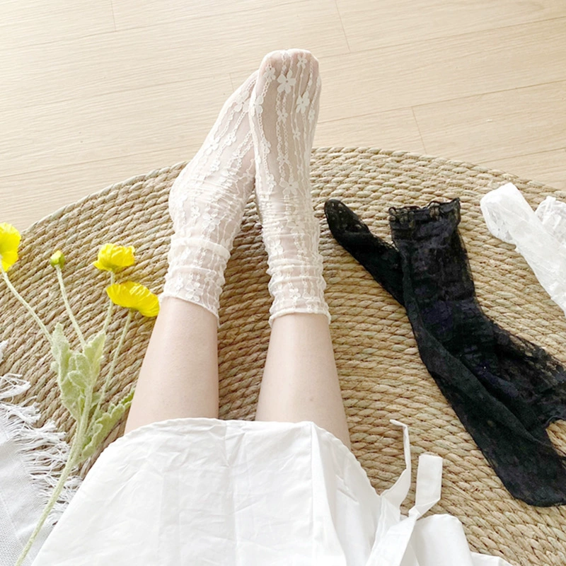 Spring summer breathable ultra thin knee socks, mid-length