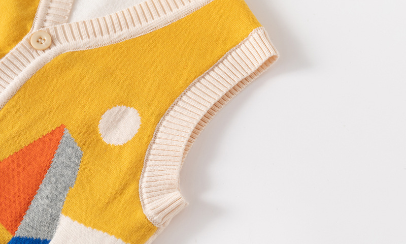 Chaleco con cuello en v para niños de algodón fino unisex_voghion.com