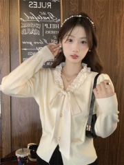 秋冬季新款蝴蝶结绑带针织衫外套设计感内搭打底毛衣上衣女