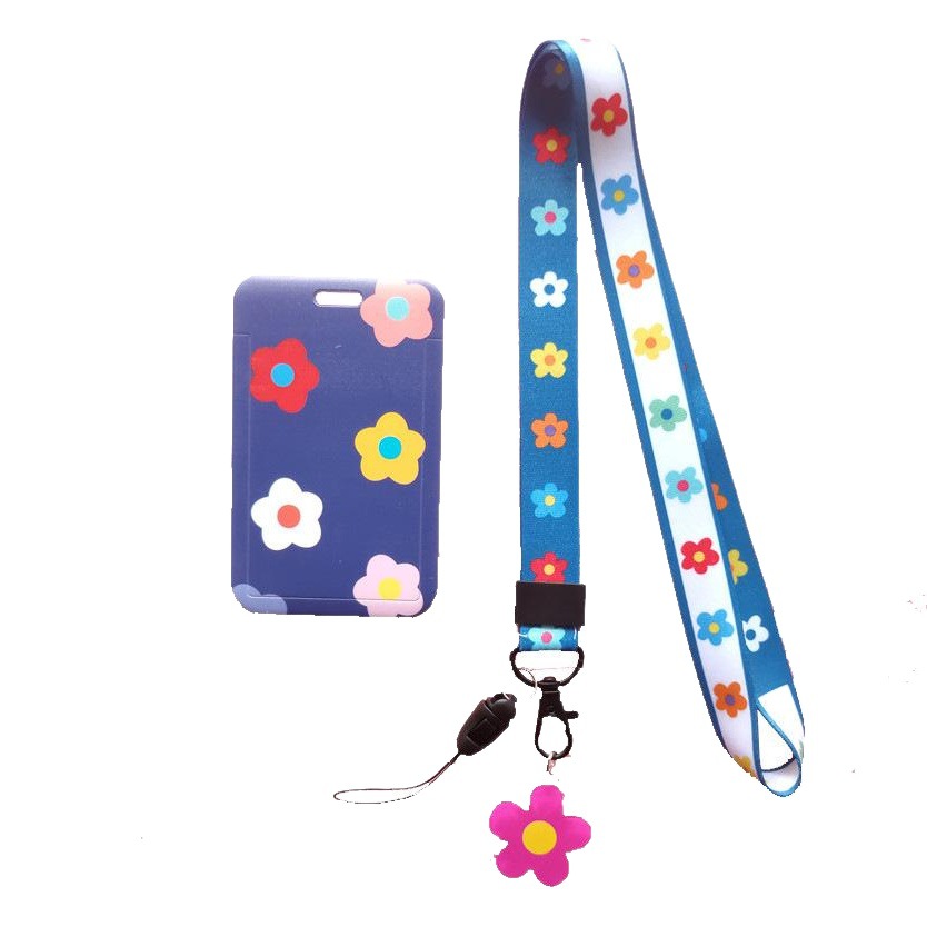 Japonés y coreano elegante lindo Internet celebridad titular de la tarjeta flor estudiante autobús Tarjeta de Identificación cubierta protectora pequeña cuerda cuello fresco