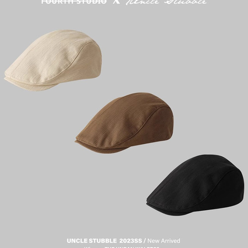 Antique reverse-wearing beret hat for women in summer Japanese-style peaked cap retro street forward hat for men thin style painter newsboy