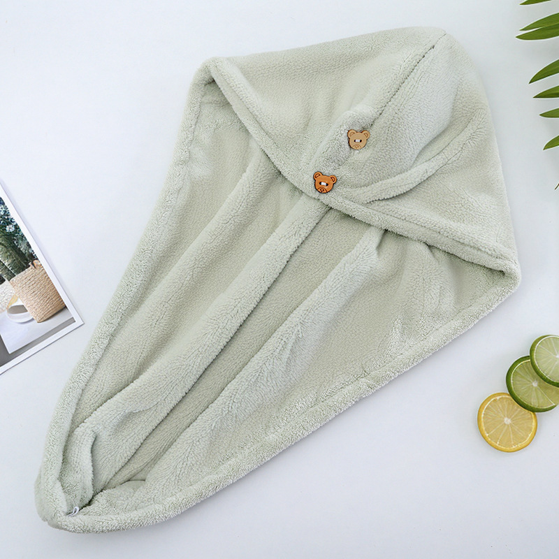 二重に厚いサンゴのベルベットのシャワーキャップがかわいい女性吸水速乾帽の乾いた髪のタオルを洗ってスカーフの乾いた髪の帽子を包む|undefined