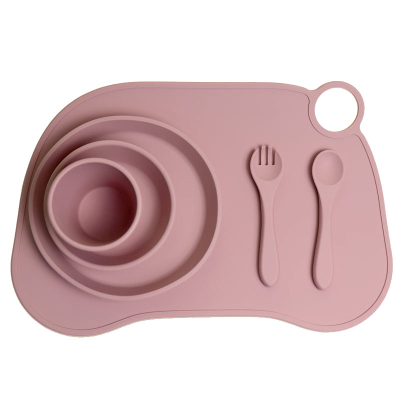 Comida para bebés vajilla traje de aprendizaje suplemento alimenticio de cinco piezas de silicona de grado alimenticio seguridad garantizada niños lechón diseño