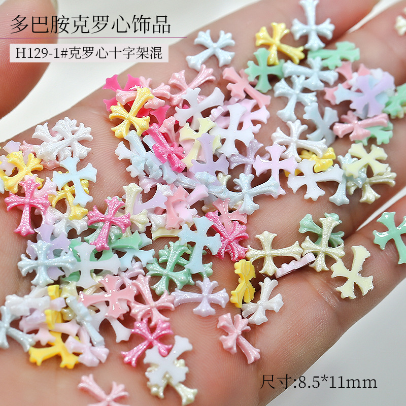 Wholesale mixed color Crohn resin nail accessories Internet famous cross Macaron color nail jewelry