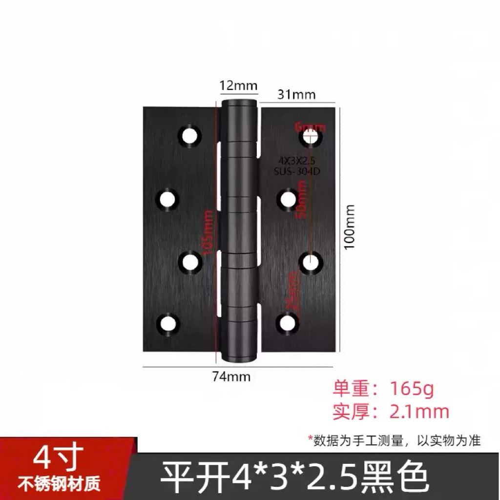 4 pulgadas 5 pulgadas de acero inoxidable bisagra abierta 3.0 bisagra silenciosa gruesa cojinete bisagra de puerta de madera 20 lotes