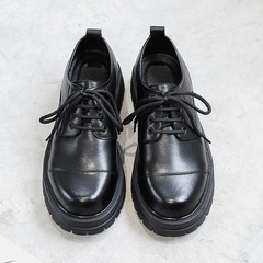 2022 Spring and Autumn British College Style Uniform Shoes Thick Sole Lace Up Small Leather Shoes Men's Work Shoes 65221-T