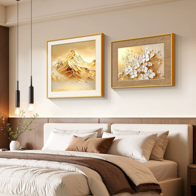 Bedroom Headboard Decorative Painting with a Simple Modern Style, Featuring a Textured Floral Design for the Background Wall of the Room or Living Room