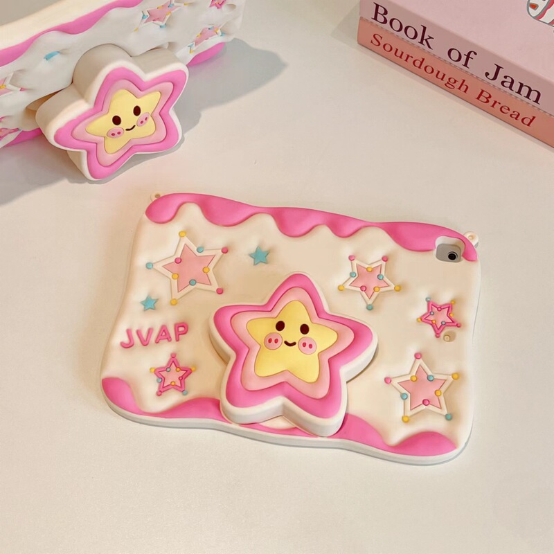 Cream Star Apple Ipad10 Tablet Silicone Protective Case Retractable Stand Mini6 Anti-Fall Shell Full Package