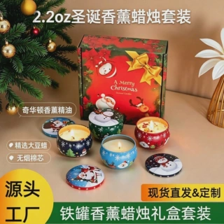 跨境香氛蜡烛香薰批发创意伴手礼干花蜡烛四件套植物精油香薰蜡烛