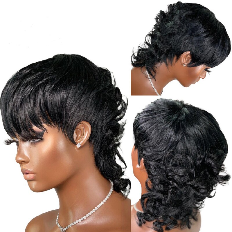 2023 Independent website explosions European and American wig oblique bangs black short curly hair long wig manufacturers wholesale generation