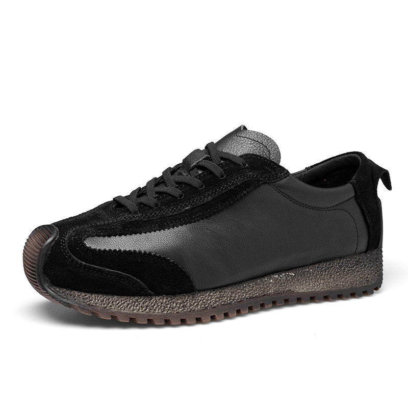 2025 New Men's Breathable Trendy Hot-Selling Genuine Leather Sneakers Retro Sports Casual White Shoes New_vogvips.com