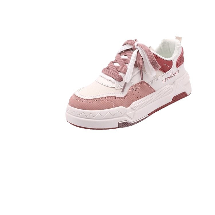 Zapatillas blancas de suela gruesa para estudiantes, nuevo estilo primavera 2025, calzado deportivo versátil con diseño único, zapatillas casuales para venta al por mayor de exportación.