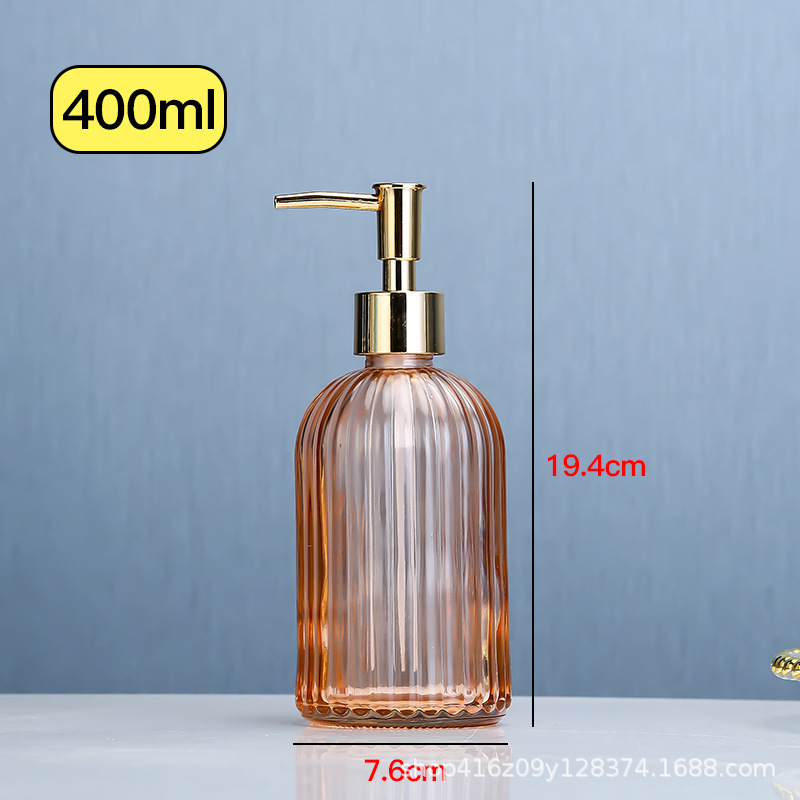Color 400ml jabón líquido botella de prensa botella de desinfectante de manos de rayas verticales botella de loción botella de gel de ducha de vidrio de estilo europeo botella de Gel de Ducha