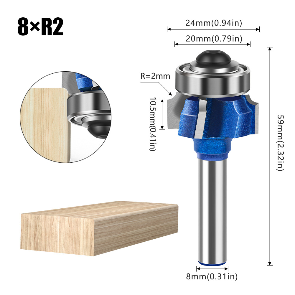 6mm mango 1/4 mango cuchillo de borde de cuatro filos cuchillo de ángulo redondo cuchillo de corte de arco cuchillo de carpintería portátil R cuchillo de borde invertido