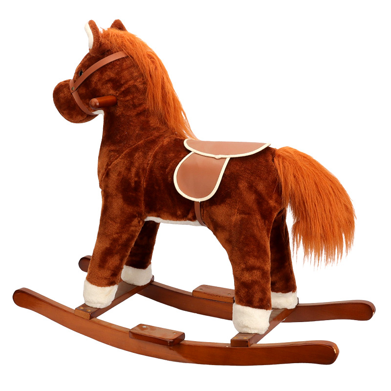 Caballo Mecedora de Peluche, Madera, Calmante, para Bebés y Niños