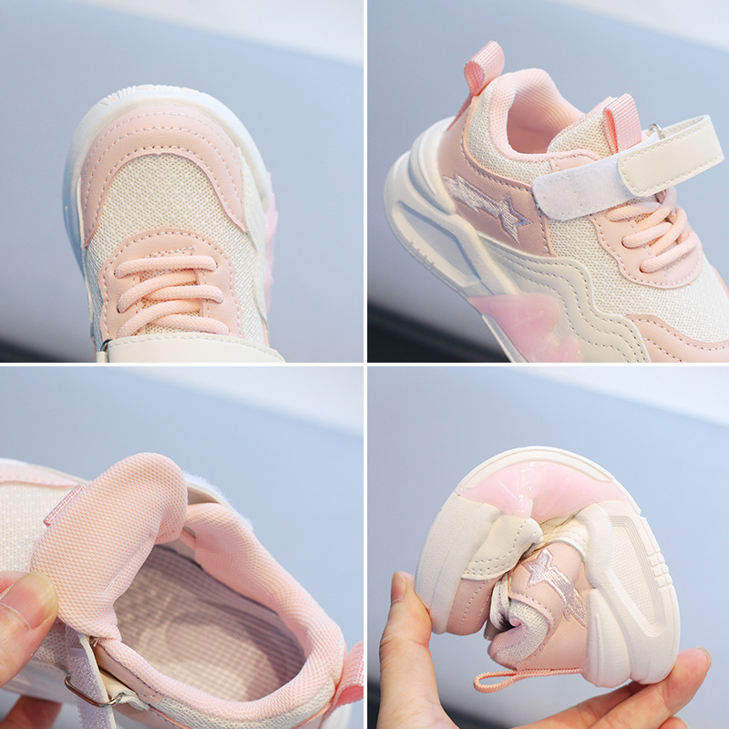 Sapatos brancos infantis 2023 outono novos sapatos esportivos para meninas antiderrapantes tênis de corrida de malha para meninos_voghion.com