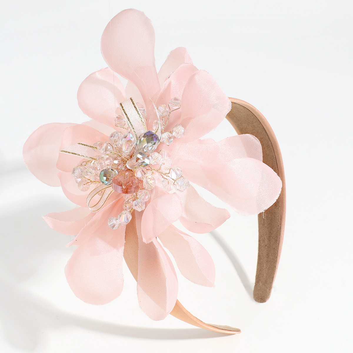 Daily Occasion Flower Pattern Elegant Sweet Flower Cloth Rhinestone Hair Band