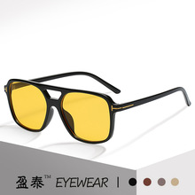 新款双梁跨境时尚太阳镜跨境潮流墨镜复古T字男女时尚方形太阳镜