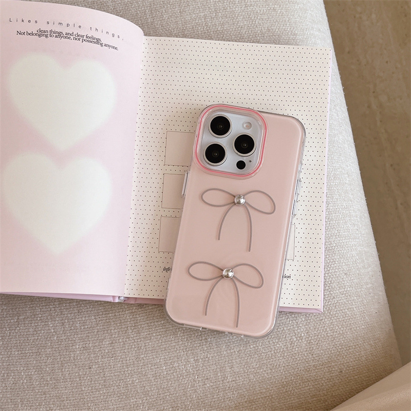 Viento suave ins lazo de cuentas plateadas para iphone15ProMax funda para teléfono móvil Apple 16P simple 13 femenino 14