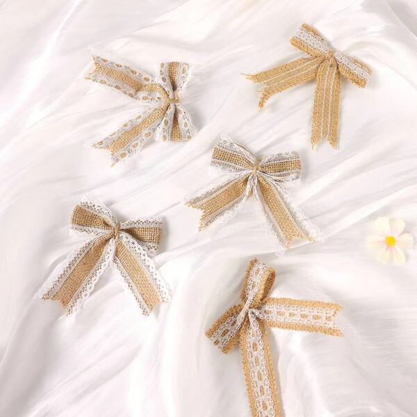 Cross-border Amazon Christmas bow Dowel lace sackcloth bow Christmas…