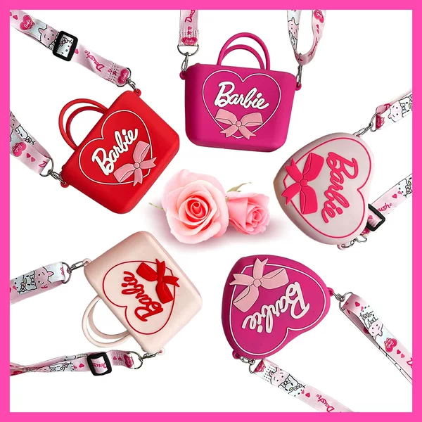 barbie barbie coin purse cross-border hot sale cute barbie pink love bag children's bag silicone cartoon